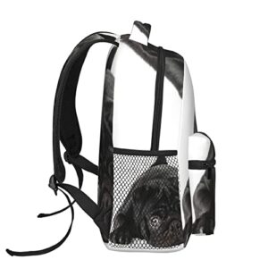 Black Pug Dog Casual Bookbag Backpack For Travel Teen Girls Boys Adult Gift