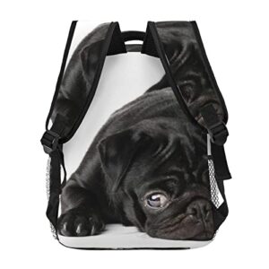Black Pug Dog Casual Bookbag Backpack For Travel Teen Girls Boys Adult Gift
