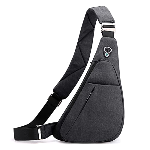 chinatera Sling Backpack for Men Crossbody Chest Bag Hiking Travel Running Sling Shoulder Bags with Headphone Hole (Black)