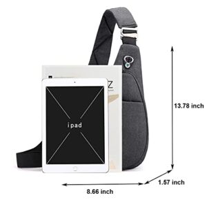 chinatera Sling Backpack for Men Crossbody Chest Bag Hiking Travel Running Sling Shoulder Bags with Headphone Hole (Black)