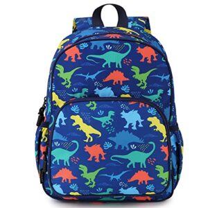 ravuo kids backpack, cute dinosaur backpack for boys toddler school bookbag with chest strap