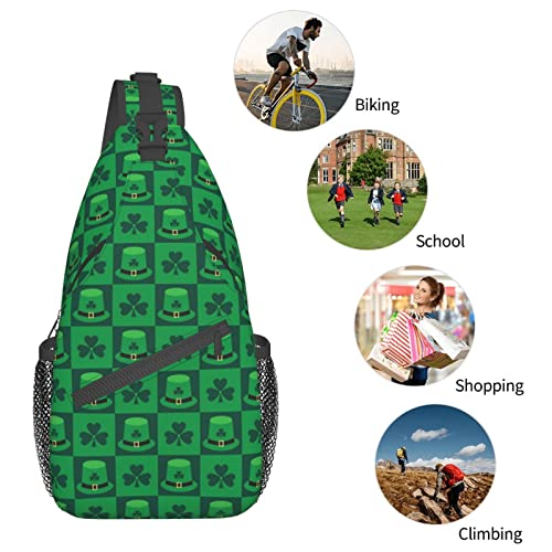 MANQINF St. Patrick's Day Sling Bag Crossbody Backpack for Men Women Lucky Shamrocks Sling Backpack Hiking Daypack