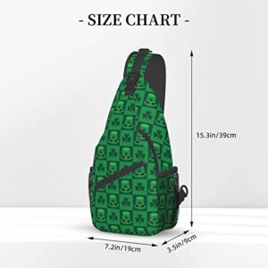 MANQINF St. Patrick's Day Sling Bag Crossbody Backpack for Men Women Lucky Shamrocks Sling Backpack Hiking Daypack