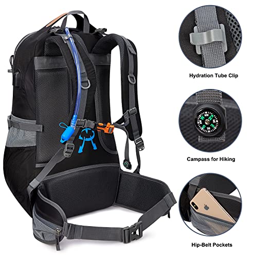 G4Free 50L Hiking Backpack Waterproof Daypack with 2L BPA Free Bladder for Outdoor Camping Climbing Backpack with Rain Cover
