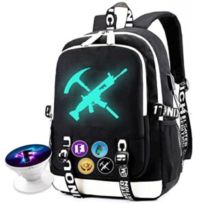 eziouomo fort backpack fort bag with usb charging port unisex fashion luminous daypack with badges