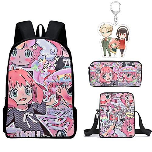 Anya Forger Cosplay Backpack Loid Forger Backpack Yor Forger Backpack Schoolbag Set Laptop Supplies 3pcs 16''