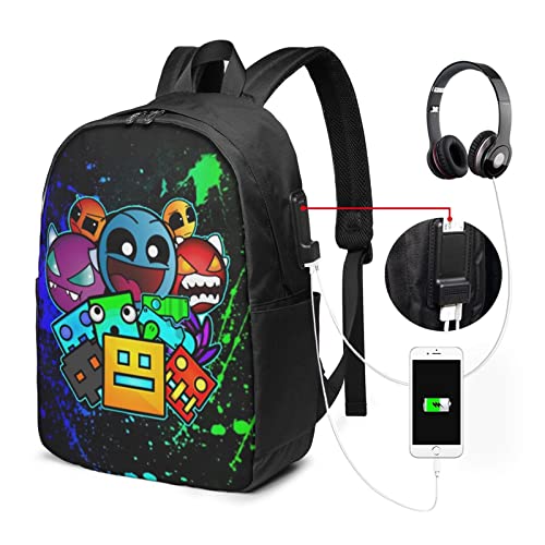 Pompomlam Geo-Me-Try Da-Sh Laptop Backpacks 17 Inch Business Travel Backpack With Usb Port Computer Bag