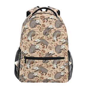 backpacks opossum and roses college school book bag travel hiking camping daypack