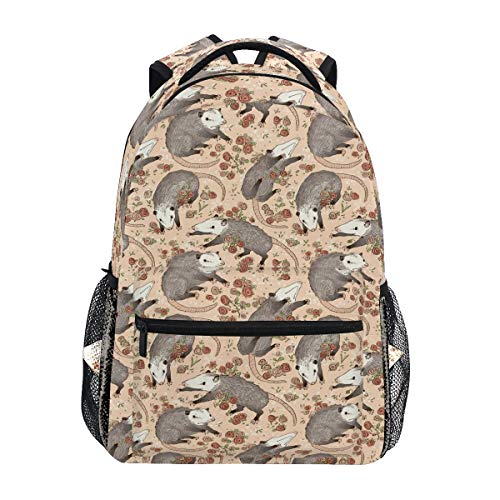 Backpacks Opossum And Roses College School Book Bag Travel Hiking Camping Daypack