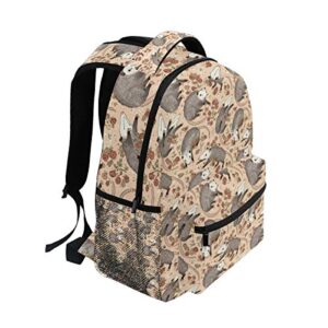 Backpacks Opossum And Roses College School Book Bag Travel Hiking Camping Daypack