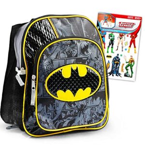 DC Comics Justice League Batman Backpack for Boys Toddlers Kids ~ Deluxe 12 Inch Batman Preschool Toddler Backpack with Detachable Cape and Stickers (Batman School Supplies)