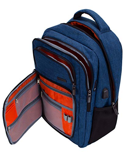 Rockland Slim Pro USB Laptop Backpack, Blue, Large