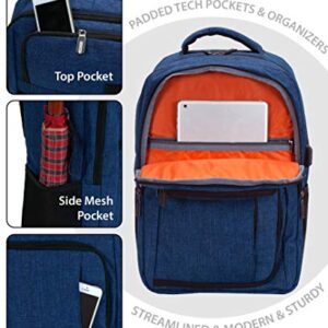 Rockland Slim Pro USB Laptop Backpack, Blue, Large