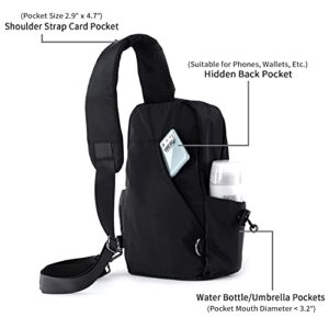 Men Women Sling Bag Backpack Lightweight Water Resistant Small Chest Shoulder Crossbody Bags for Walking Travel Cycling Black