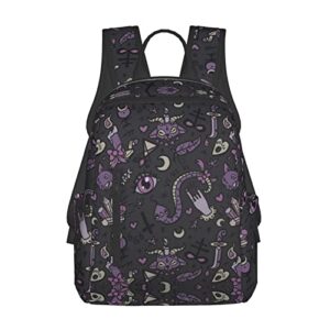 nhgfvt purple black goth spooky school backpack for girls boys student bookbag teens college durable lightweight hiking travel bag