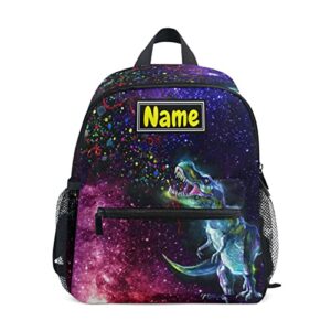 glaphy custom kids backpack for boys girls, dinosaur galaxy toddler backpack kindergarten elementary, personalized name preschool bookbag with chest strap