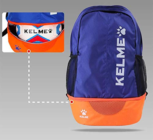 KELME Sports Soccer Bag - Backpack for Adults and Kids – Separate Cleat and Ball Holder for Basketball, baseball & Football (Blue/Orange, Adults)