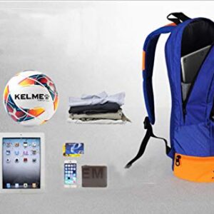 KELME Sports Soccer Bag - Backpack for Adults and Kids – Separate Cleat and Ball Holder for Basketball, baseball & Football (Blue/Orange, Adults)