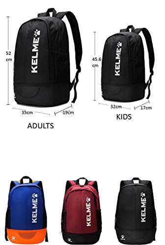 KELME Sports Soccer Bag - Backpack for Adults and Kids – Separate Cleat and Ball Holder for Basketball, baseball & Football (Blue/Orange, Adults)