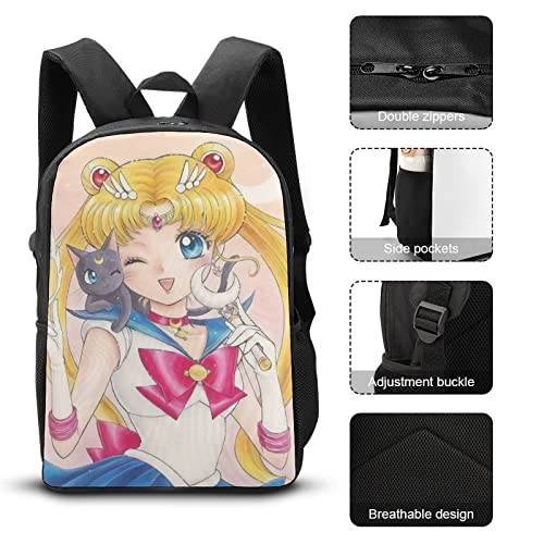 GOERTPO Anime Pretty Girl 3D Printed Backpack Boys Girls Backpack Lightweight Rucksack Backpack Picnic/Work/Travel - 17 Inch