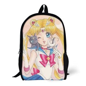 GOERTPO Anime Pretty Girl 3D Printed Backpack Boys Girls Backpack Lightweight Rucksack Backpack Picnic/Work/Travel - 17 Inch