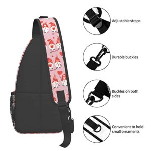 Happy Valentines Day Gnomes Sling Bag Crossbody Backpack Hiking Travel Daypack Chest Bag Shoulder Bag for Women Men