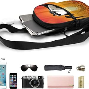 Chest Bag Dolphins Swimming in Sunset,Sling Bags Multipurpose Crossbody Shoulder Backpack Waterproof Travel Hiking