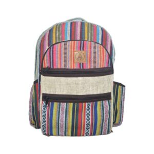 ojas yatra large hemp backpack – multi pocket organic himalayan student bag packs for laptop – boho/hippie himalayan bag for travel & festivals
