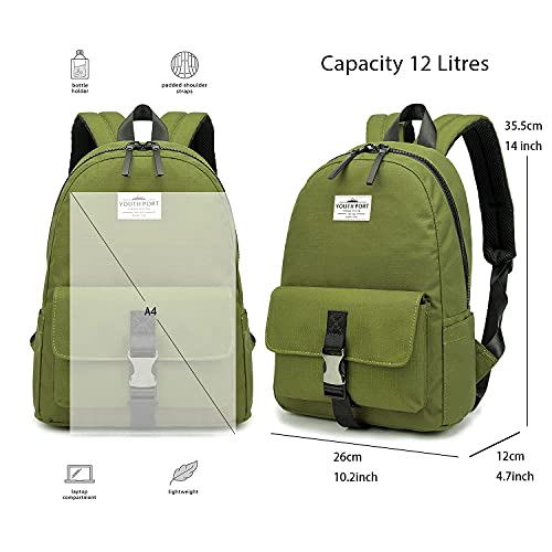 YOUTH PORT Lightweight Cute Mini Backpack Purse for Women Men Travel, Small College Backpack Simple Waterproof Laptop Backpack School Bookbag With 12” Laptop Pocket in Jungle