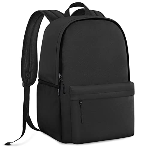 HEEYA Classic Basic Backpack Lightweight Bookbag for College Middle School Travel Work for Girls Boys - Black