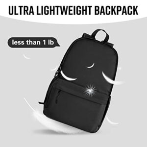 HEEYA Classic Basic Backpack Lightweight Bookbag for College Middle School Travel Work for Girls Boys - Black