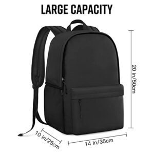 HEEYA Classic Basic Backpack Lightweight Bookbag for College Middle School Travel Work for Girls Boys - Black