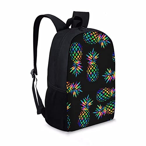 AmzPrint 17 Inch Lightweight Carry On Pineapple Backpack For Girls Elementary Middle School 3d Printing Abstract Art