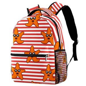 colorful cute starfish orange stripes shoulder bags school backpacks