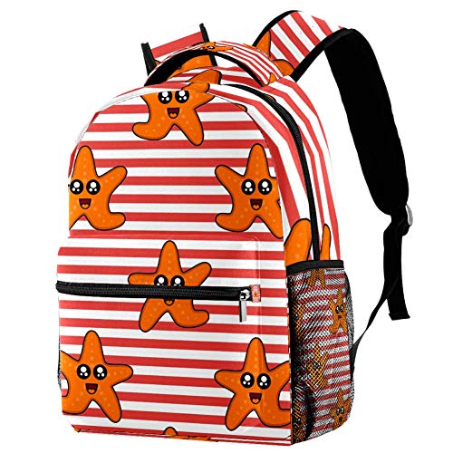 Colorful Cute Starfish Orange Stripes Shoulder Bags School Backpacks