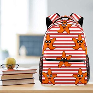 Colorful Cute Starfish Orange Stripes Shoulder Bags School Backpacks