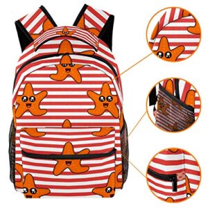 Colorful Cute Starfish Orange Stripes Shoulder Bags School Backpacks