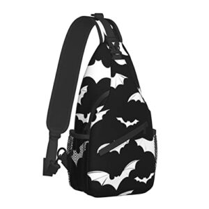 MuMuYun Sling Bag, Bats Halloween Goth print Crossbody Sling Backpack for Casual Shoulder Women And Men, Black