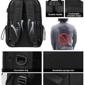 Small Black Travel Laptop Backpack Airline Approved, Business Laptops Carry on Backpack with USB Charging Port,Waterproof College High School Bag Bookbag Gifts for Men Women Fits 14 Inch Notebook