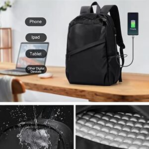 Small Black Travel Laptop Backpack Airline Approved, Business Laptops Carry on Backpack with USB Charging Port,Waterproof College High School Bag Bookbag Gifts for Men Women Fits 14 Inch Notebook