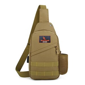 bravehawk outdoors tactical sling crossbody bag, 800d military nylon oxford utility edc chest pack shoulder daypack organizer