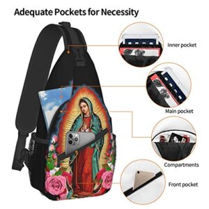 Unisex Men Women 3D Printed Our Lady Of Guadalupe Virgin Mary Animals Sling Bag Crossbody Chest Daypack Lightweight Casual Backpack Shoulder Bag For Travel Hiking Camping Gifts