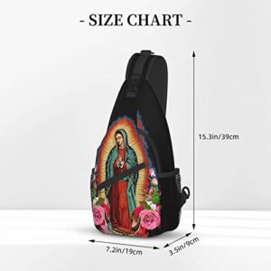 Unisex Men Women 3D Printed Our Lady Of Guadalupe Virgin Mary Animals Sling Bag Crossbody Chest Daypack Lightweight Casual Backpack Shoulder Bag For Travel Hiking Camping Gifts