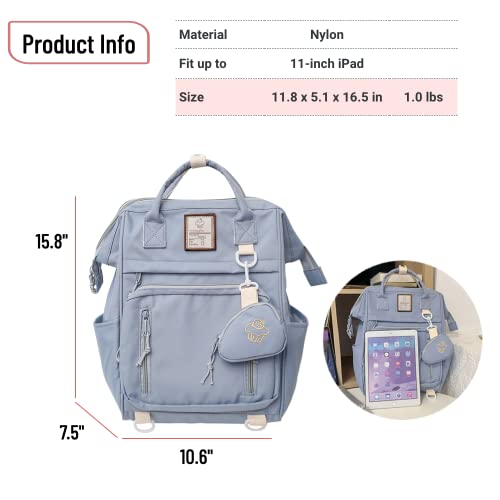 Kawaii Backpack Cute Backpack Aesthetic Backpack for Girls Teens Students Back to School (blue)