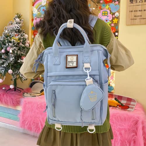 Kawaii Backpack Cute Backpack Aesthetic Backpack for Girls Teens Students Back to School (blue)