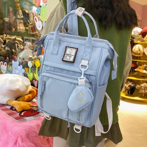 Kawaii Backpack Cute Backpack Aesthetic Backpack for Girls Teens Students Back to School (blue)