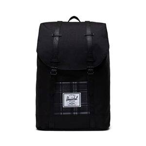 herschel herschek retreat backpack, black/grayscale plaid, one size