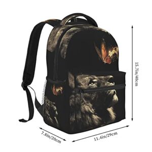 Gelxicu Cool Lion Backpack Lion School Bags Laptop Casual Bag Animal Casual Daypack School Bag