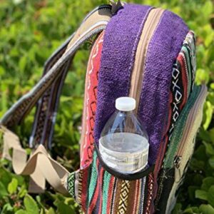 Unique Tie-dye Mini Hemp Backpack Small Back Pack Boho Backpack 100% Himalaya Hemp| 100% VEGAN | Handmade with Love. (Multicolored - Purple)