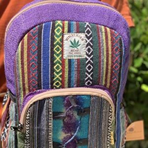 Unique Tie-dye Mini Hemp Backpack Small Back Pack Boho Backpack 100% Himalaya Hemp| 100% VEGAN | Handmade with Love. (Multicolored - Purple)